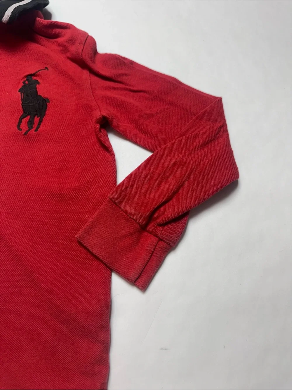 Polo Ralph Lauren Boys 7 Big Pony Suisse Crest Red Long Sleeve Polo Y2K